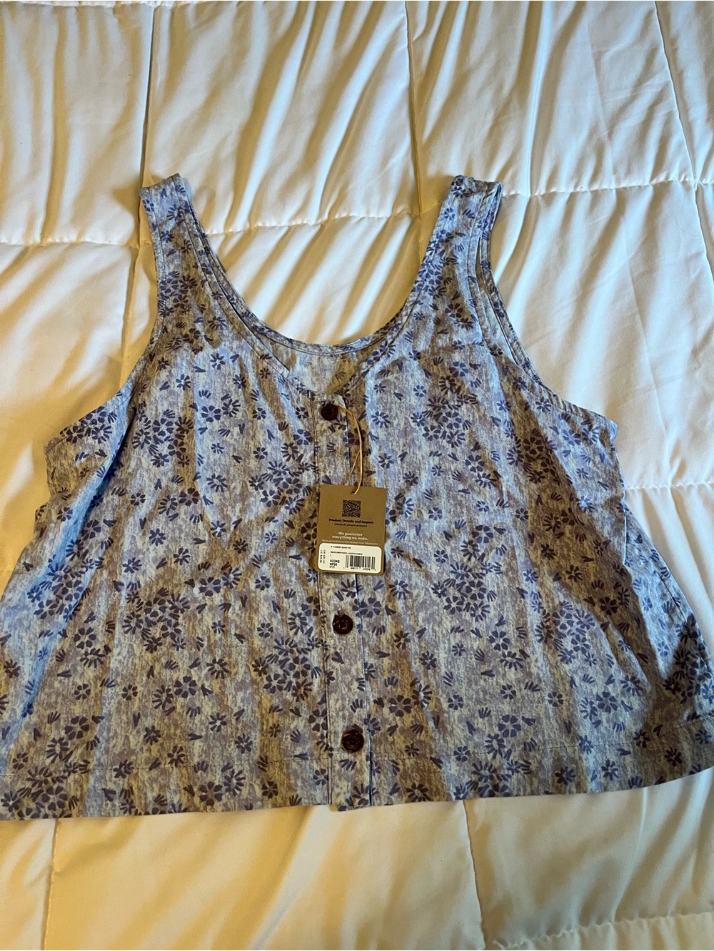 Patagonia Women's Garden Island crop top Floral Button-Front Tank Top size Large